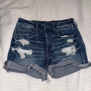 American Eagle Outfitters Blue Distressed Jean Shorts